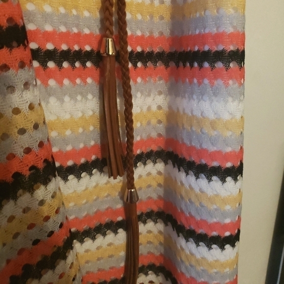 💕5 For $20 Allison Brittney Striped Short Sleeve Dress With Belt Size L - Picture 2 of 11